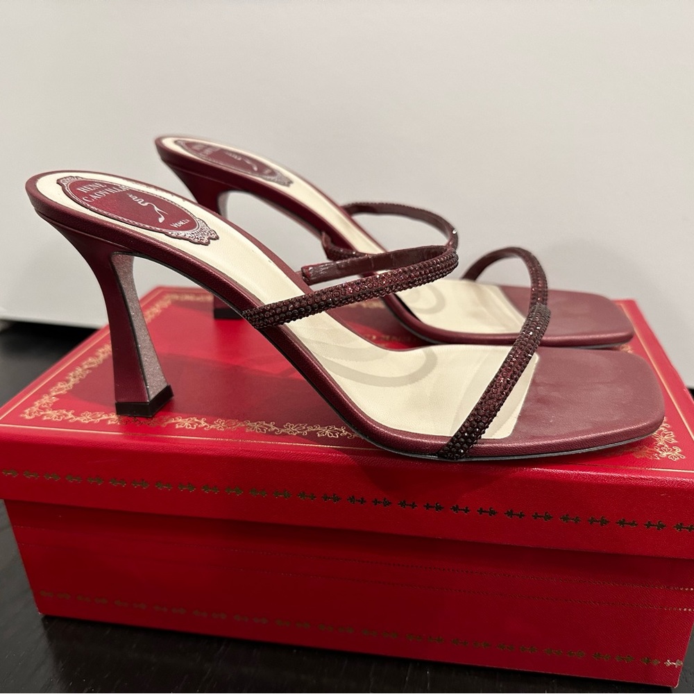 Rene Caovilla Bessie Sandal Shoe Open Toe Mule Heel